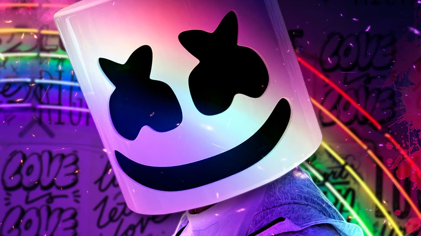 Colorful neon Marshmello artwork